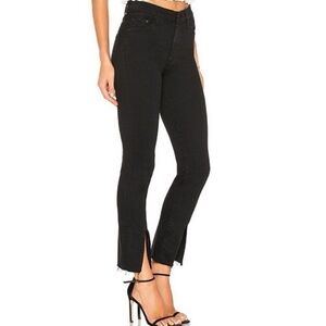 MOTHER The Insider Slit Ankle Fray Jean Women's 27 Not Guilty Black Distressed